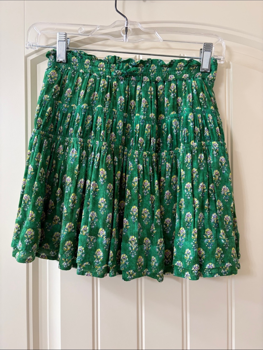 Zara Kids Green Floral Tiered Mini Skirt, 13-14